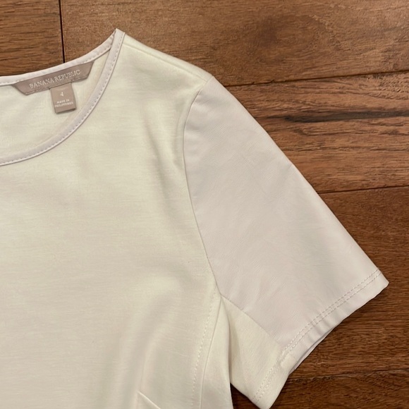 Banana Republic Vintage White Dress Short - Sleeve Faux Leather - Size 4 - Picture 5 of 15